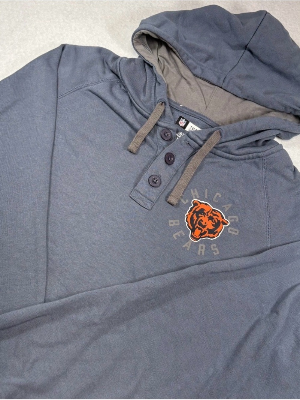 NFL Chicago Bears Men's Zip-Up Hoodie in Slate Blue with Orange Logo
